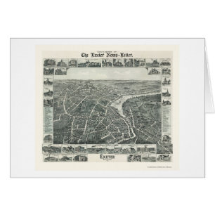 Cartão Exeter, mapa panorâmico do NH - 1896