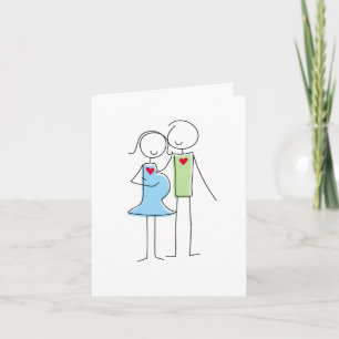 Cartão Expecting Couple Greeting Card, Blue and Green