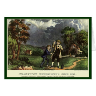 Cartão Experiência de Benjamin Franklin com Pipa e Relâmp