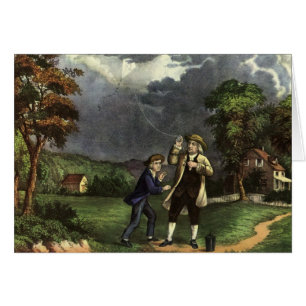 Cartão Experiência de Benjamin Franklin com Pipa e Relâmp