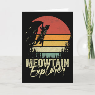 Cartão Explorador Vintage Meowtain Climber de Rocha Retro