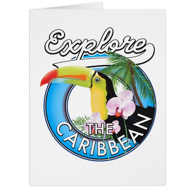 Cartão Explore o patch de viagem de Caribe de . (Frente)
