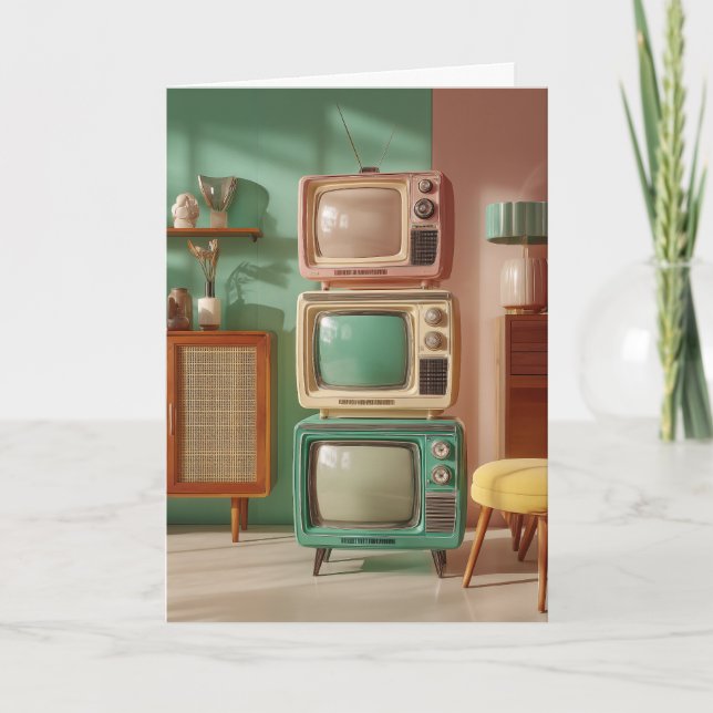 Cartão Exposição de Televisores Retro Empilhados (Frente)