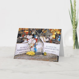 Cartão exposição em vitrine no centro de Plymouth MA 