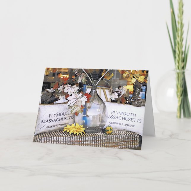 Cartão exposição em vitrine no centro de Plymouth MA  (Frente)