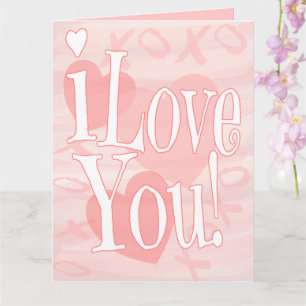Cartão Extra Grande Pink I Love You Com Corações