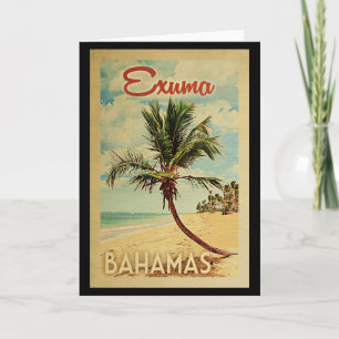 Cartão Exuma Palm Tree Viagens vintage