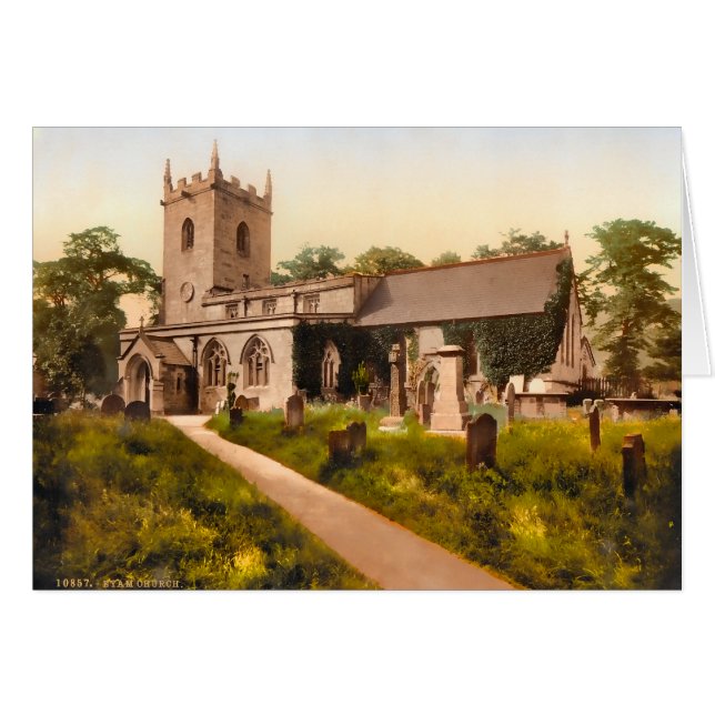 Cartão Eyam Church Derbyshire Inglaterra (Frente horizontal)