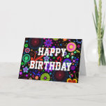 Cartão Eye Candy Birthday Card<br><div class="desc">Colourful Abstract montage of shapes and colors with floral and candy themed pattern.</div>