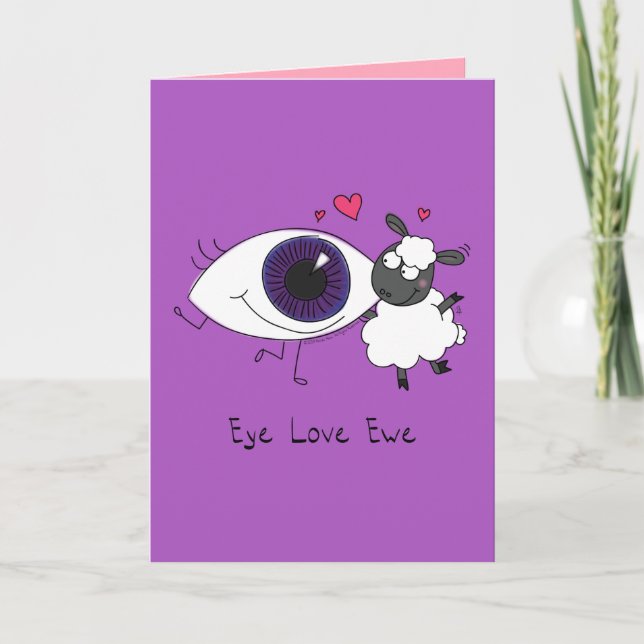 Cartão Eye Love Ewe - Sheep Valentine's Day Greeting Card (Frente)