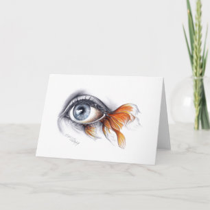Cartão Eye with fish tail Surreal drawing art