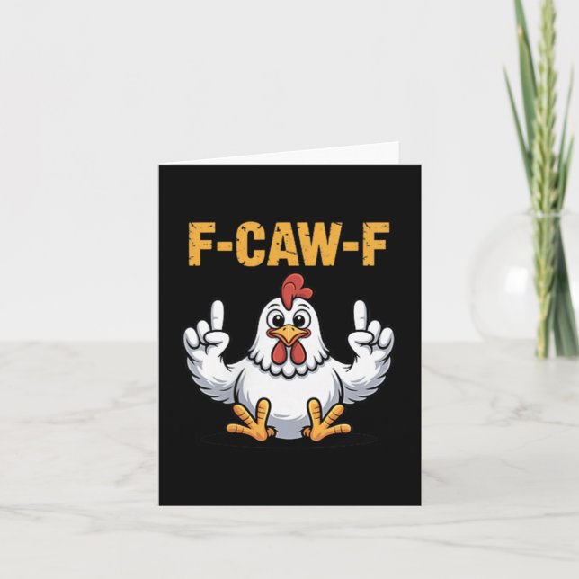 Cartão F-caw-f Cartoon de Frango Engraçado Humor Vibe Par (Frente)