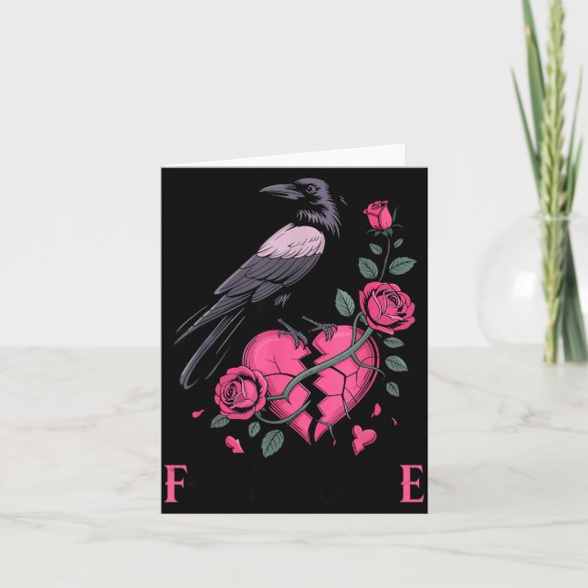 Cartão F Caw F Crow Anti Valentine's Day Dark Gothic Brok (Frente)