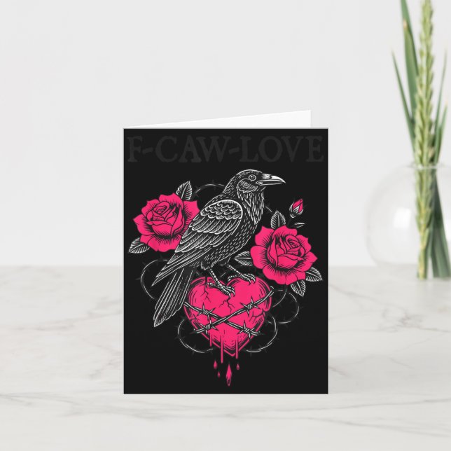 Cartão F Caw F Crow Anti Valentine's Day Dark Gothic Brok (Frente)