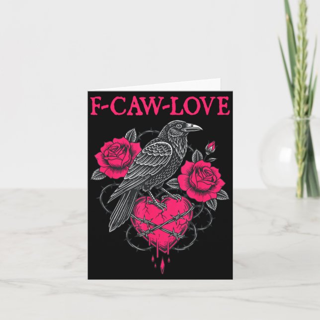 Cartão F Caw F Crow Anti Valentine's Day Dark Gothic Brok (Frente)