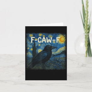 Cartão F-caw-f Funny Black Crow Starry Night Van Gogh Art