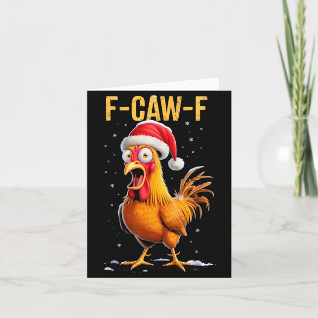Cartão F-caw-f Funny Chicken Humor Meme Christmas Men Wom (Frente)