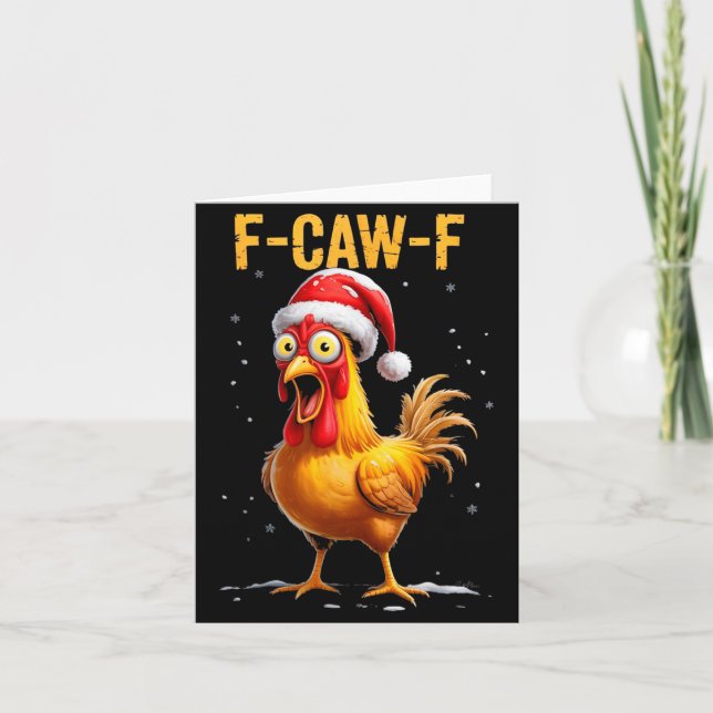 Cartão F-caw-f Funny Chicken Humor Meme Christmas Men Wom (Frente)