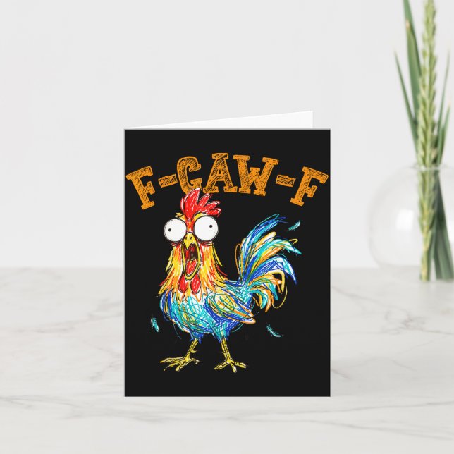 Cartão F-caw-f Funny Chicken Humor Quote Rooster Meme  (Frente)