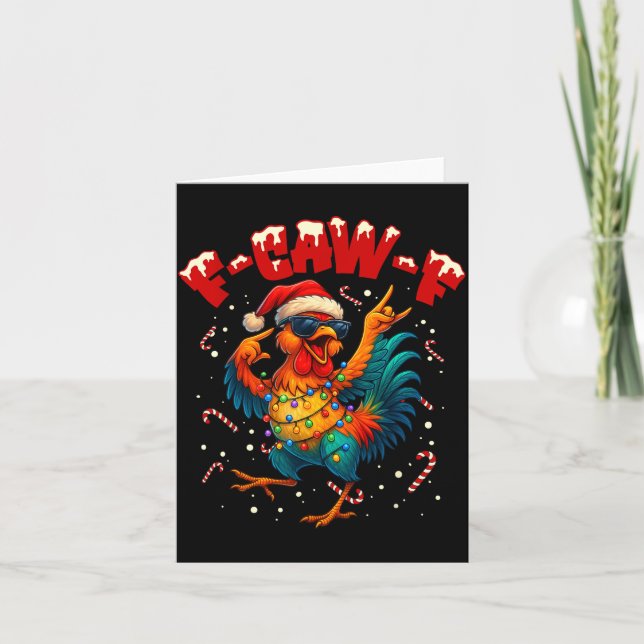 Cartão F-caw-f Funny Chicken Humor Rooster Meme Ugly Xmas (Frente)