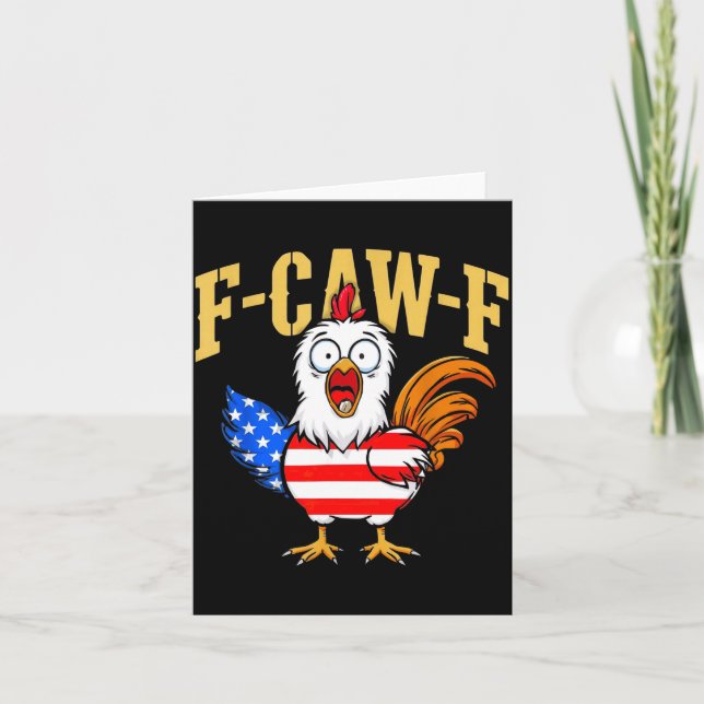 Cartão F-caw-f Funny Chicken Humor Usa Flag Quote Rooster (Frente)