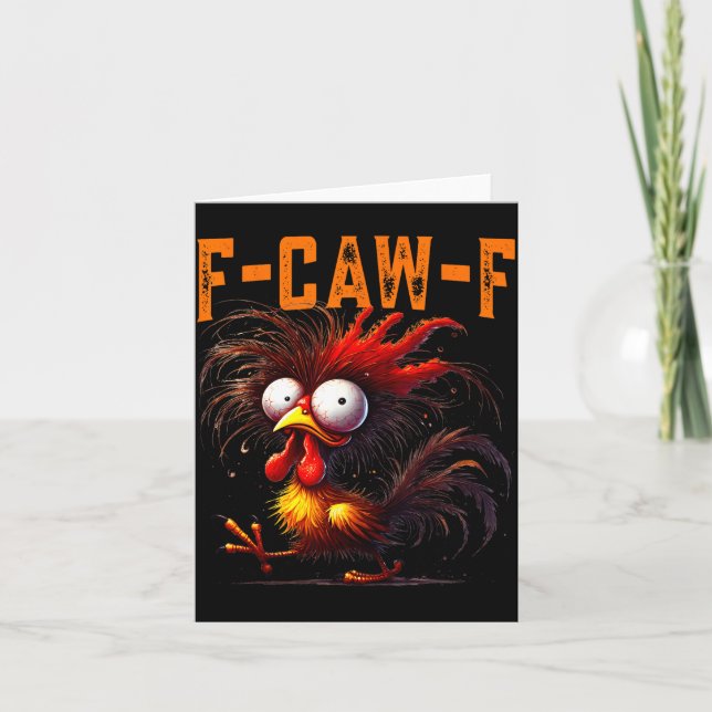 Cartão F-caw-f Funny Idea For Work Humor Rooster Coffee  (Frente)