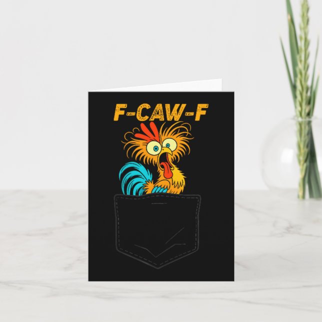 Cartão F-caw-f Galinha Engraçada Cket Humor Citação Galo  (Frente)