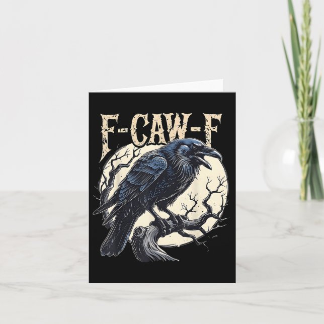 Cartão F-caw-f Raven Funny Crow Pun Retro Gothti (Frente)