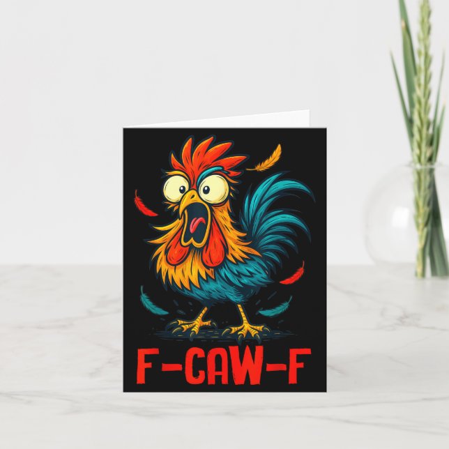 Cartão F-caw-f Rooster Meme Funny Chicken Humor Joke Fcaw (Frente)