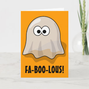 Cartão FA-BOO-Lous Cute Cartoon Halloween Ghost