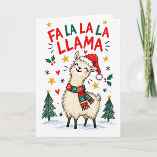 Cartão Fa La La La Lhama | Natal Divertido Desenhado à M