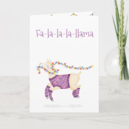 Cartão Fa-la-la-la-llama cute Christmas card