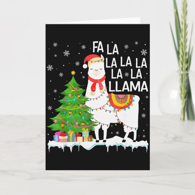 Cartão Fa La La Llama Christmas Funny Xmas Pajamas Animal (Frente)