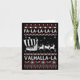 Cartão Fa La La Valhalla Navio Viking Natal Xmas Feio
