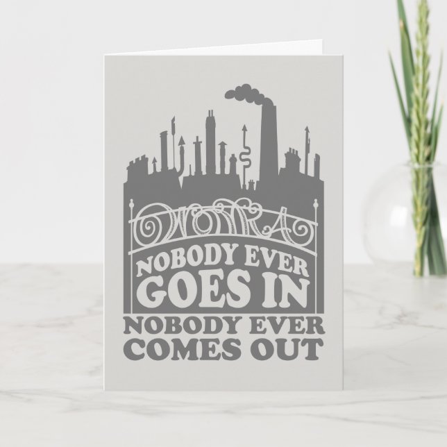 Cartão Fábrica Willy Wonka - Nunca Ninguém Entra (Frente)