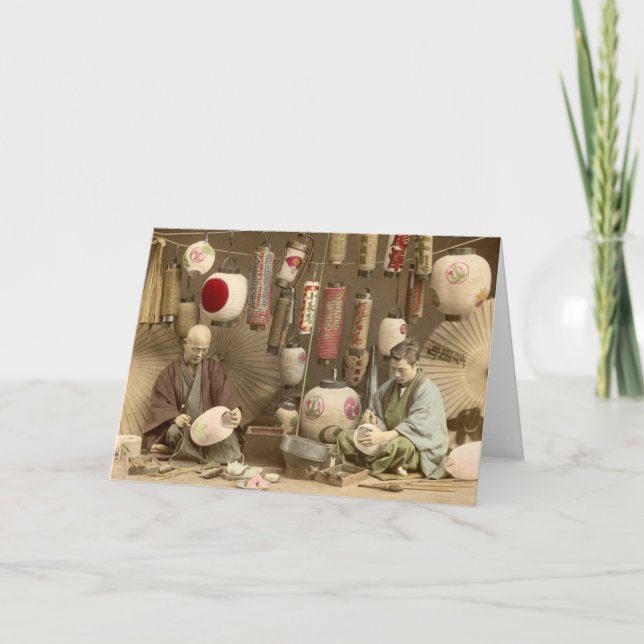 Cartão Fabricantes japoneses da lanterna de papel, foto (Frente)