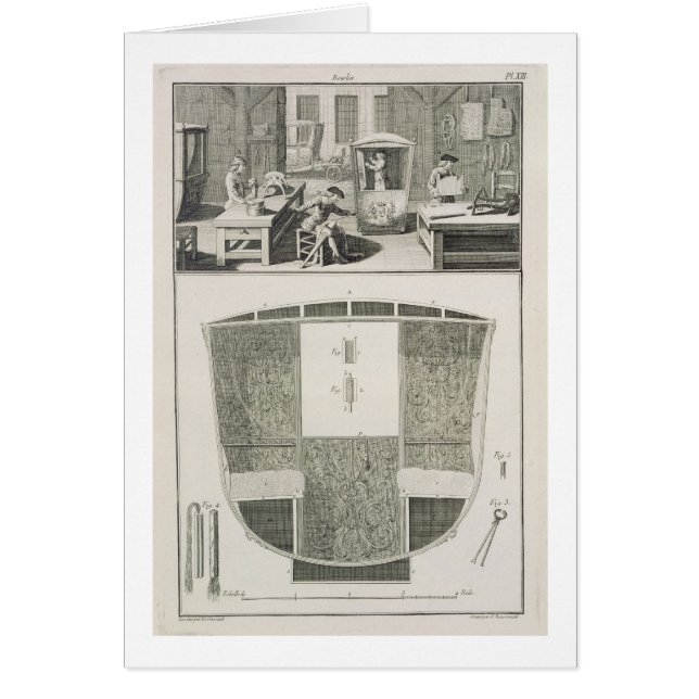 Cartão Fabrico de uma cadeira de sedan num aquicultor (Frente)