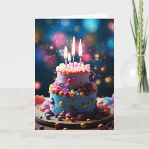 CARTÃO FABULOSO DE GREETING DE BOLO DE ANIVERSÁRIO