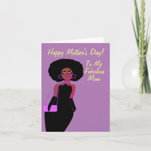 Cartão Fabuloso Dia de as mães de mãe afro-americana
