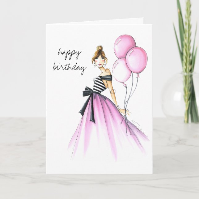 Cartão "Fabulous Birthday" Fashion Illustrated Birthday (Frente)