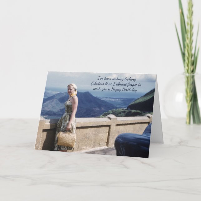 Cartão Fabulous Birthday Humor Pretty Lady Retro (Frente)