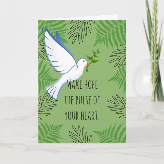 Cartão Faça a esperança o pulso da sua pomba da paz do co (Frente)
