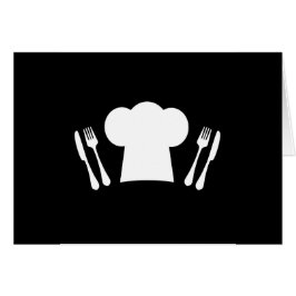 Cartão Faca do chapéu do cozinheiro chefe e cozinha ou