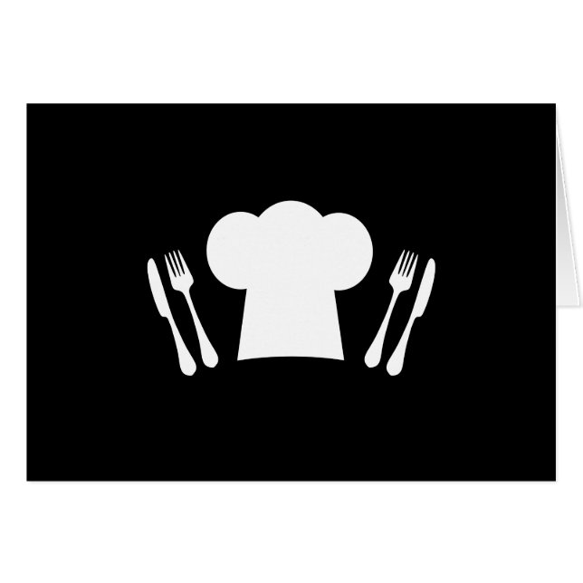 Cartão Faca do chapéu do cozinheiro chefe e cozinha ou (Frente Horizontal)
