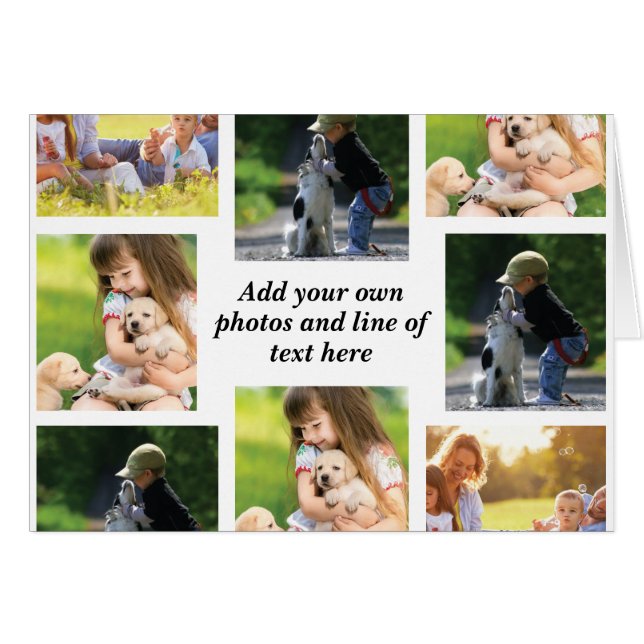 Cartão Faça sua própria colagem de fotos e texto (Frente Horizontal)