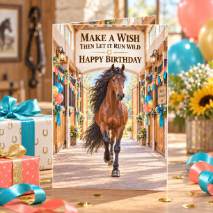 Cartão Faça um Desejo Baía Cavalo Andaluz Aniversário