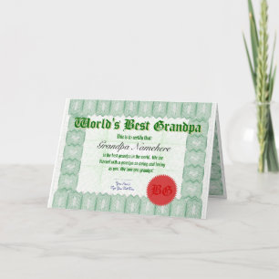 Cartão Faça um melhor Prêmio de certificado do avô do mun