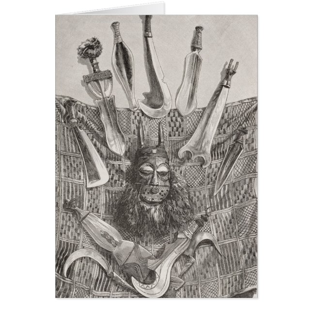 Cartão Facas, máscara e esteira de Congo superior (Frente)