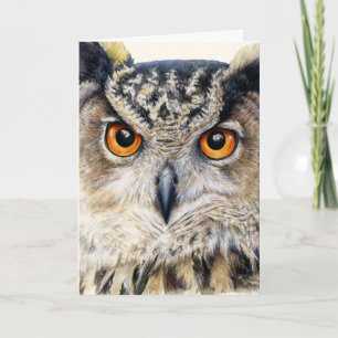 Cartão Face on portrait of an eagle owl everyday card