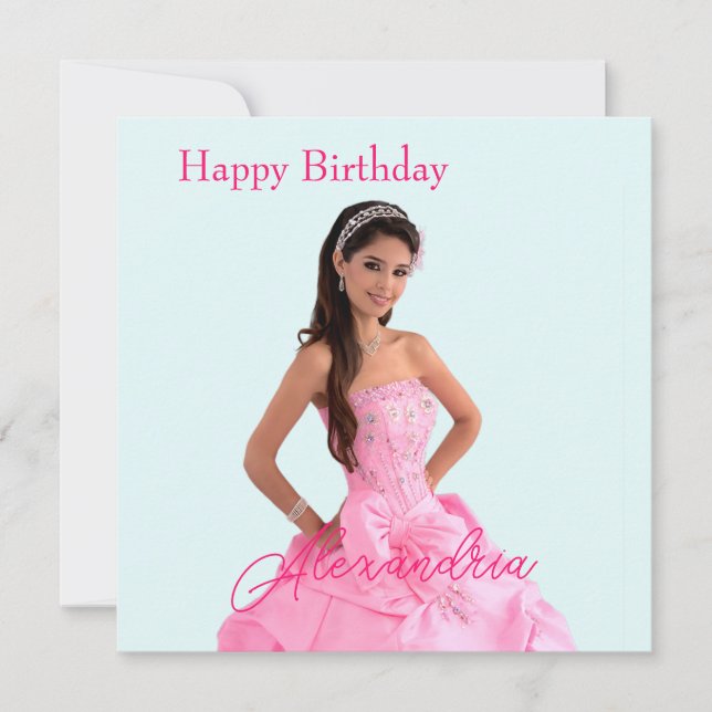 Cartão Fácil upload de fotos e adição de nome Feliz anive (Frente)